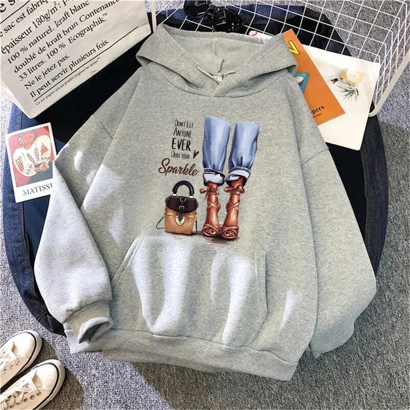 Jauni sieviešu kapuces High Street garām piedurknēm Princeses apdruka Hip Hop Fleece Sieviešu Hoodie Pulovers apģērbs Ikdienas kapuci unisex