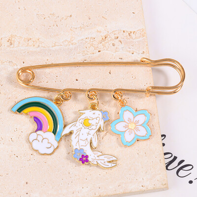 1 buc email email Yin Yang pește curcubeu flori pandantiv ace broșe insigne revere animale plante bijuterii cadou pentru copii prieteni