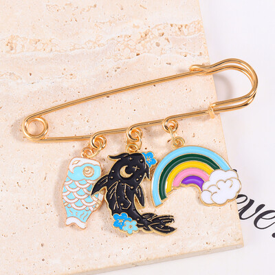 1 buc email email Yin Yang pește curcubeu flori pandantiv ace broșe insigne revere animale plante bijuterii cadou pentru copii prieteni