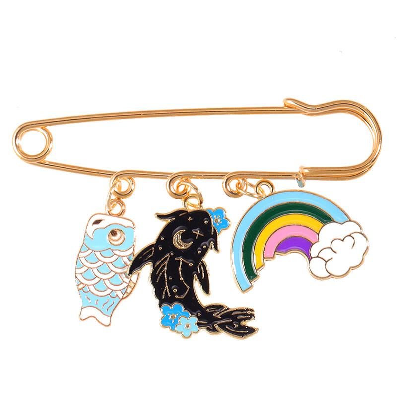1 buc email email Yin Yang pește curcubeu flori pandantiv ace broșe insigne revere animale plante bijuterii cadou pentru copii prieteni