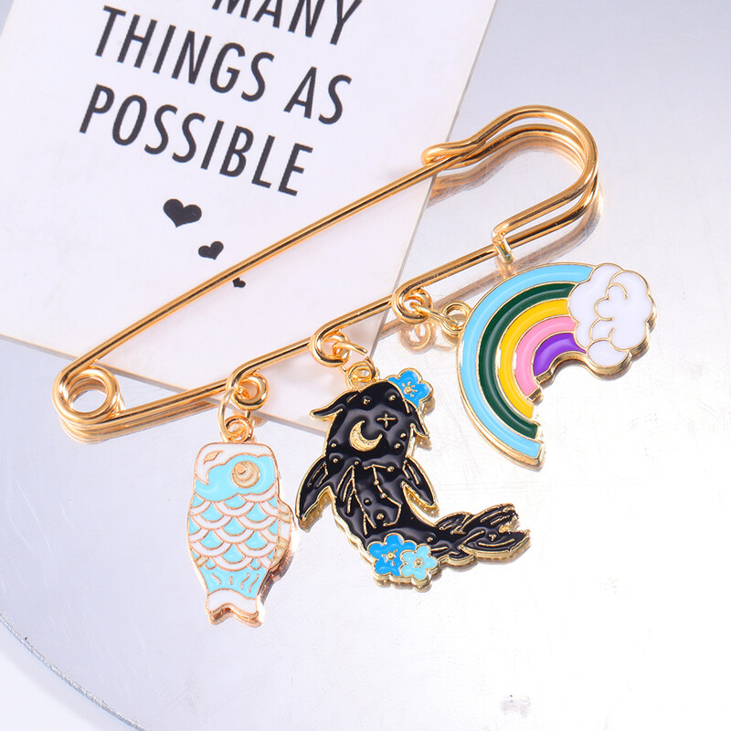 1 buc email email Yin Yang pește curcubeu flori pandantiv ace broșe insigne revere animale plante bijuterii cadou pentru copii prieteni