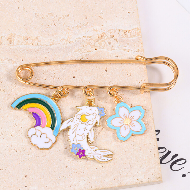 1 buc email email Yin Yang pește curcubeu flori pandantiv ace broșe insigne revere animale plante bijuterii cadou pentru copii prieteni