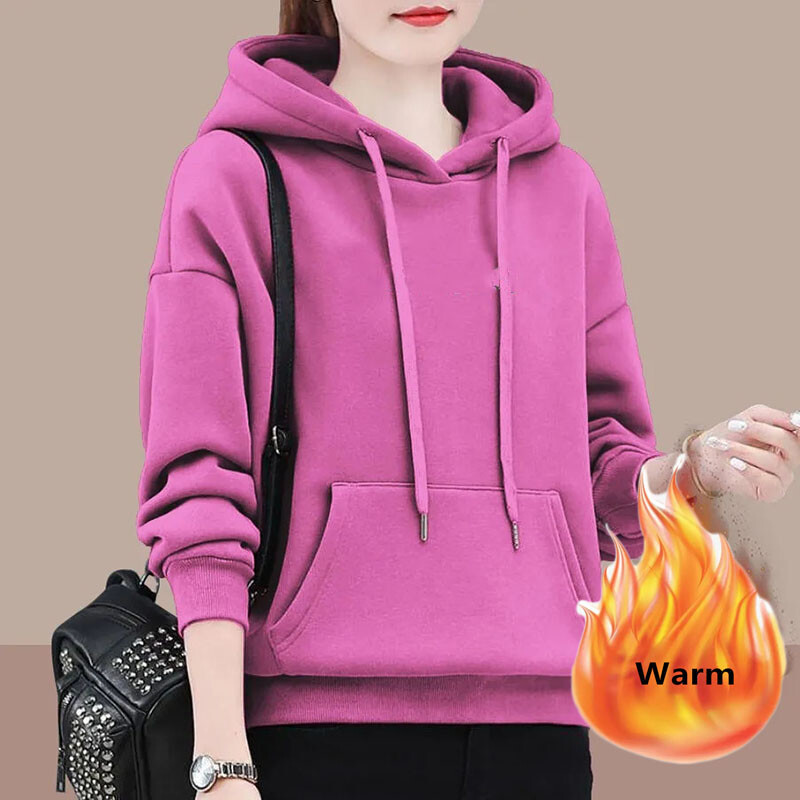 Iarnă Toamnă Adaugă Hanorace din catifea Hanorac largi, cald, Pulovere, groase, supradimensionate, 80 kg, Topuri coreeane pentru femeie nouă, cu mânecă lungă, cu glugă