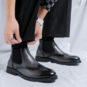 Uued sügistalvised meeste poolsaapad Luksuslik kleit Äri Nahast kingad Vintage Briti pulm Chlesea saapad meeste saapad