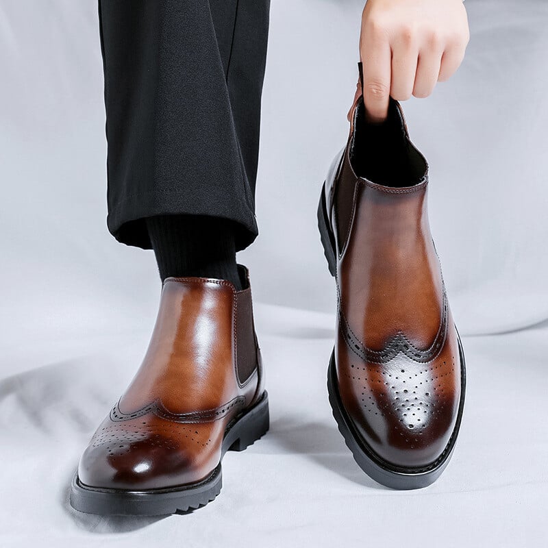 Uued sügistalvised meeste poolsaapad Luksuslik kleit Äri Nahast kingad Vintage Briti pulm Chlesea saapad meeste saapad