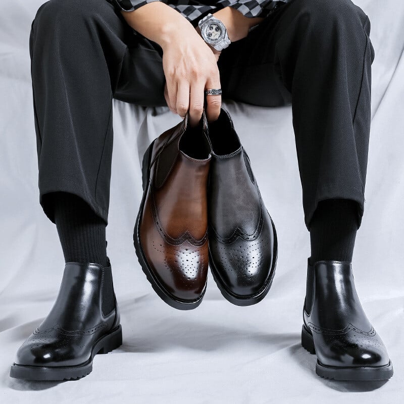 Uued sügistalvised meeste poolsaapad Luksuslik kleit Äri Nahast kingad Vintage Briti pulm Chlesea saapad meeste saapad