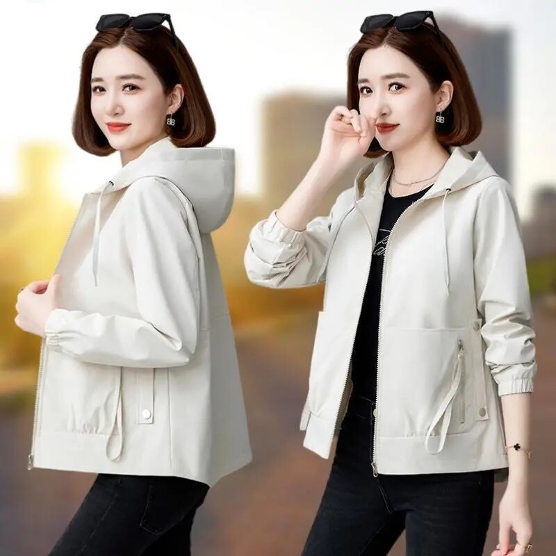 Haine pentru femei, primăvară, toamnă, jachetă scurtă Top 2024, noi, jachetă de vânt pentru femei, coreeană, ocazională, cu glugă, haină pentru femei.