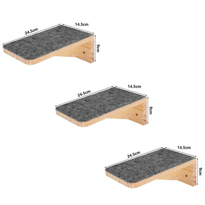 Set de rafturi pentru cățărare pentru pisici din lemn, montate pe perete, hamac, bibani, scară, trepte din lemn masiv, pisici, copac, platformă, rafturi pentru sărituri