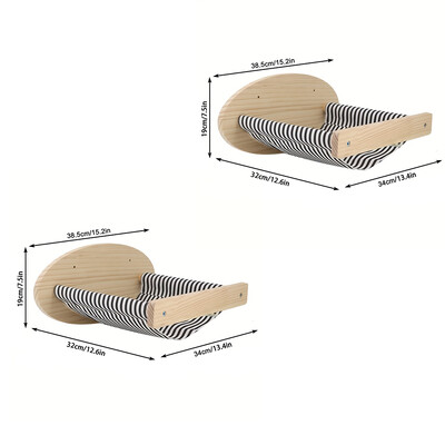 Set de rafturi pentru cățărare pentru pisici din lemn, montate pe perete, hamac, bibani, scară, trepte din lemn masiv, pisici, copac, platformă, rafturi pentru sărituri