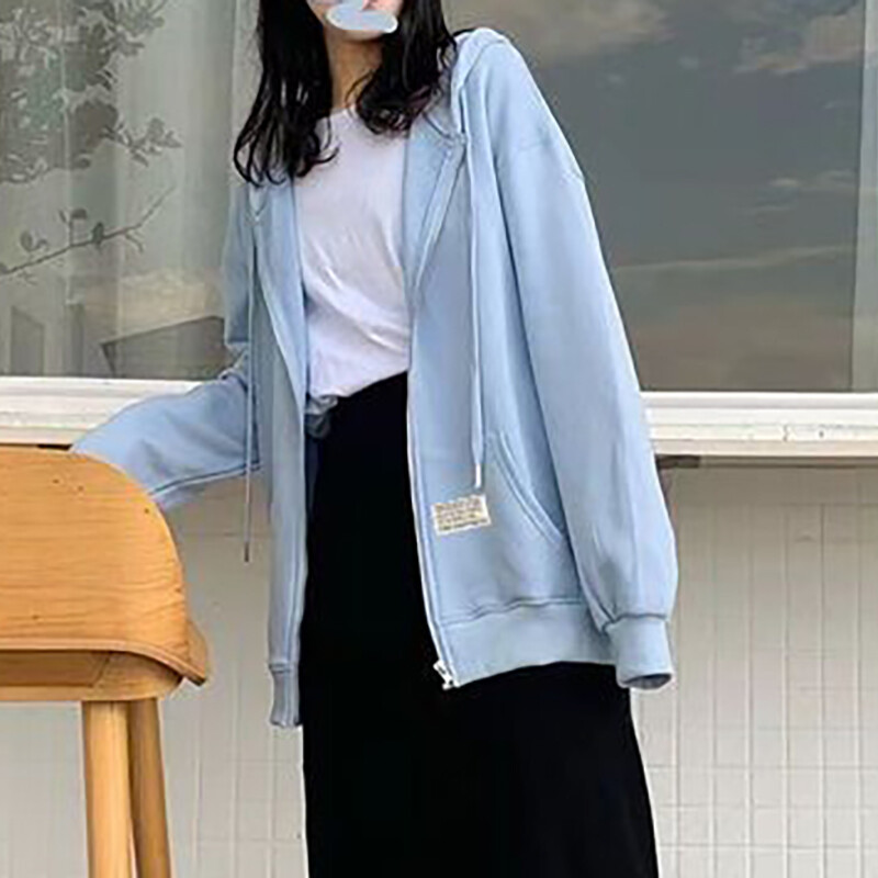 Moda de primăvară, toamnă, pentru femei, de culoare solidă, hanorace, cu mâneci lungi, pentru sport în aer liber, ocazional, cu fermoar, cardigan, jachetă de sus