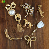 Kshmir Geometrijski broš Vintage djevojačka haljina Broš ukrašen delikatnim brošem Metalni biserni ukrasi