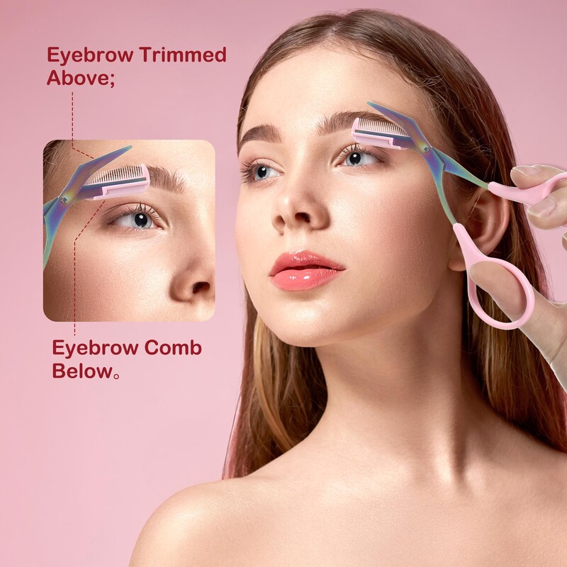 Trimer za obrve Škare s češljem Uklanjanje dlačica s lica Uređivanje Oblikovanje Brijač Kozmetički pribor za šminkanje