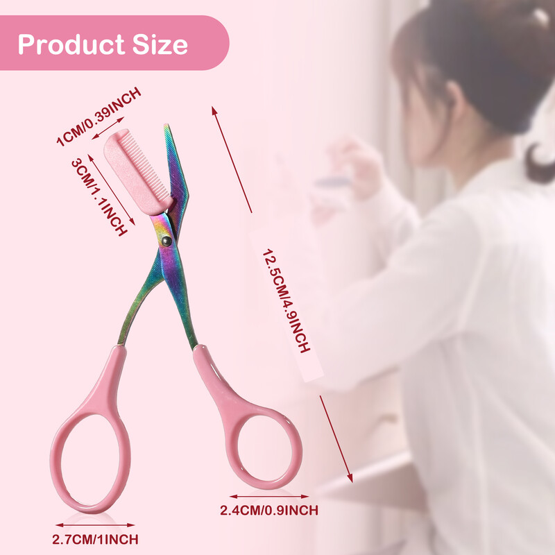 Trimer za obrve Škare s češljem Uklanjanje dlačica s lica Uređivanje Oblikovanje Brijač Kozmetički pribor za šminkanje