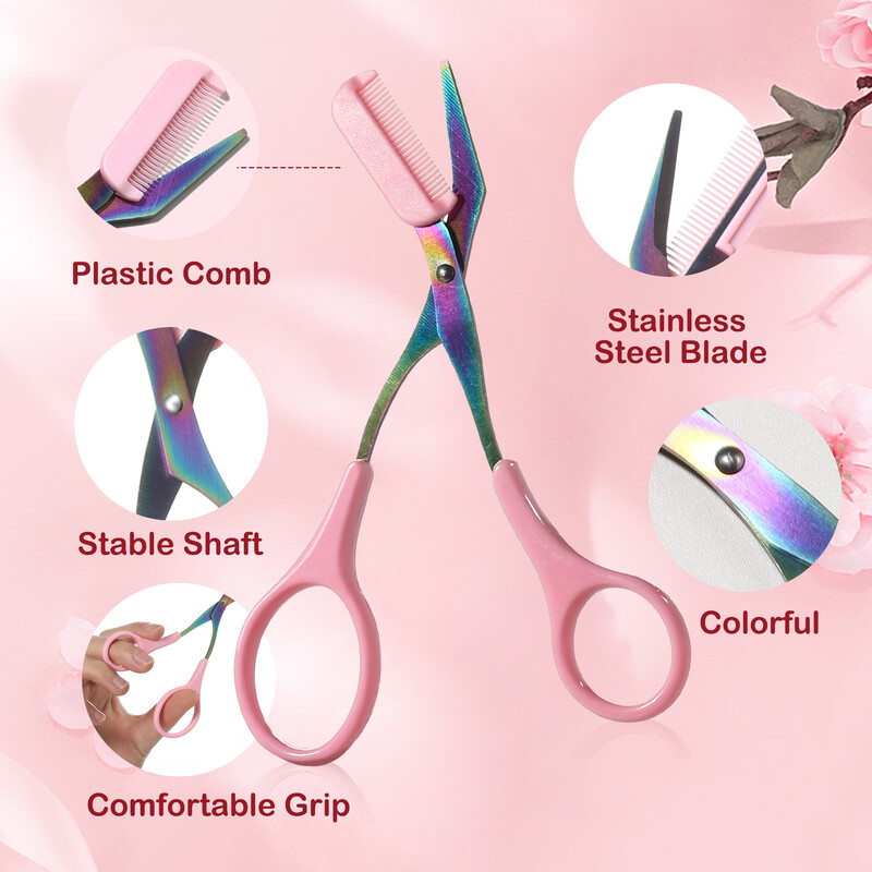 Trimer za obrve Škare s češljem Uklanjanje dlačica s lica Uređivanje Oblikovanje Brijač Kozmetički pribor za šminkanje