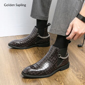 Ghete Chelsea Golden Sapling pentru bărbați, la modă, din piele, pantofi confortabili pentru bărbați, ocazional de afaceri, pentru petrecere a timpului liber, pantof elegant