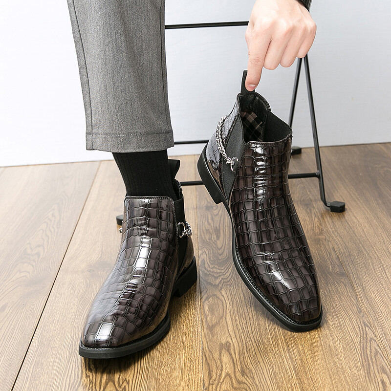 Ghete Chelsea Golden Sapling pentru bărbați, la modă, din piele, pantofi confortabili pentru bărbați, ocazional de afaceri, pentru petrecere a timpului liber, pantof elegant