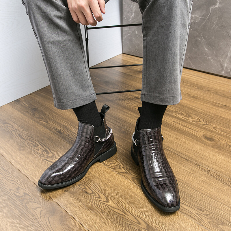 Ghete Chelsea Golden Sapling pentru bărbați, la modă, din piele, pantofi confortabili pentru bărbați, ocazional de afaceri, pentru petrecere a timpului liber, pantof elegant