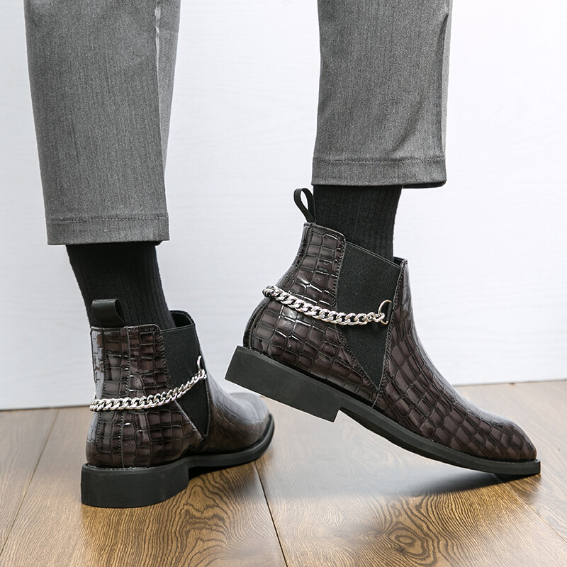 Ghete Chelsea Golden Sapling pentru bărbați, la modă, din piele, pantofi confortabili pentru bărbați, ocazional de afaceri, pentru petrecere a timpului liber, pantof elegant