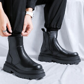 Ādas modes apavi ar augstiem apaviem Vīriešu vispiemērotākie vīriešu motociklistu zābaki ar rokām darināti vīriešu čības Luksusa zīmola vīriešu pamata zābaki