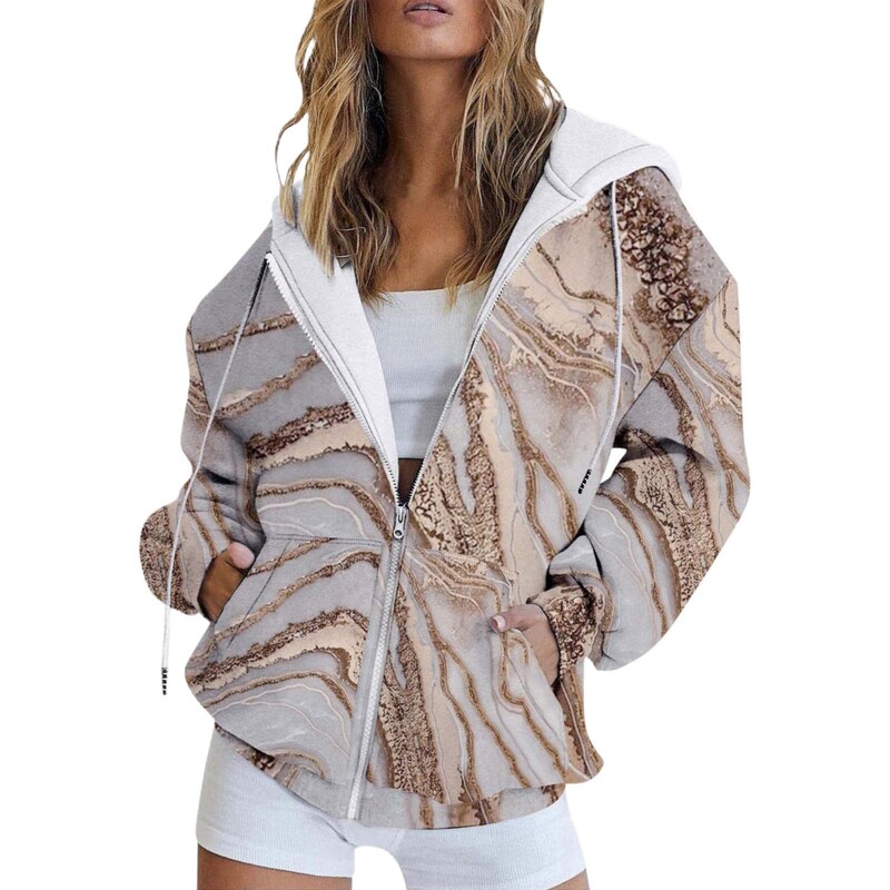 Lagana majica s kapuljačom s patentnim zatvaračem Ženska modna jesenska leptir s gradijentnim printom Ležerna jakna s džepovima i dugim rukavima Slatka ženska odjeća