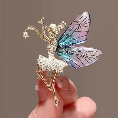 Skaistums dejotāju meiteņu piespraudes sievietēm Eleganti eņģeļu spārni Pasaku tauriņš Rhinestone caurspīdīgs apģērbs kāzu aksesuāri