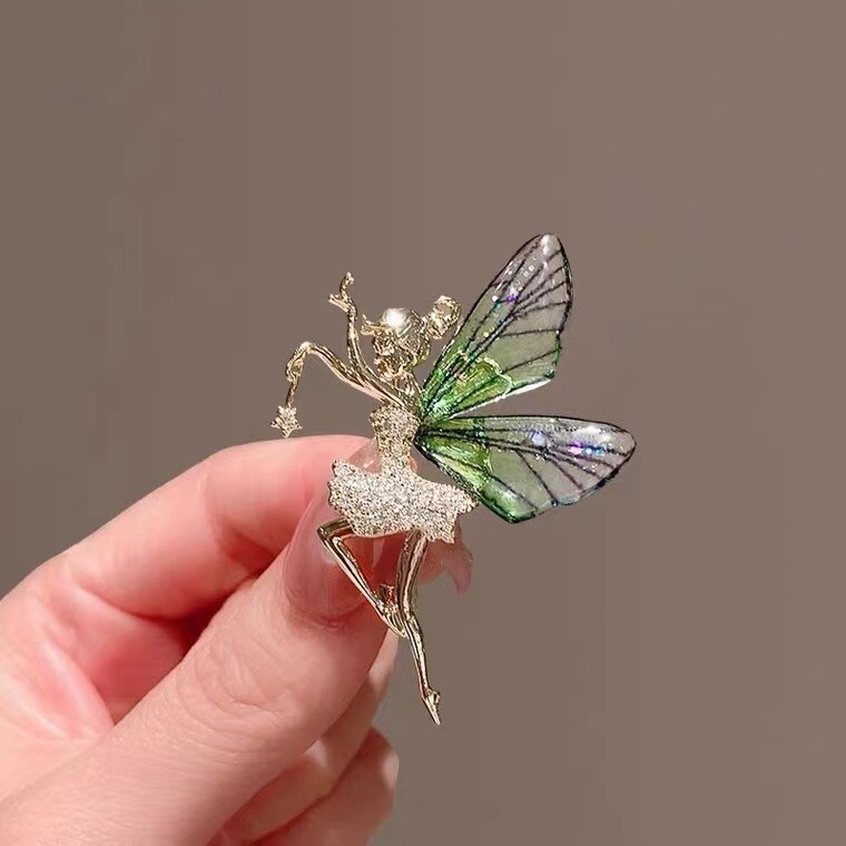 Skaistums dejotāju meiteņu piespraudes sievietēm Eleganti eņģeļu spārni Pasaku tauriņš Rhinestone caurspīdīgs apģērbs kāzu aksesuāri