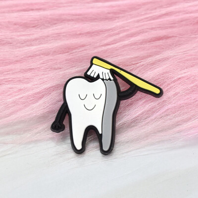 1Gb Smieklīga multfilma Mīlestības Zobu dizains PVC Emalja Piespraude Modes Personība Augļu Zobu Žetons Pin Mētelis Aksesuāri Rotaslietas