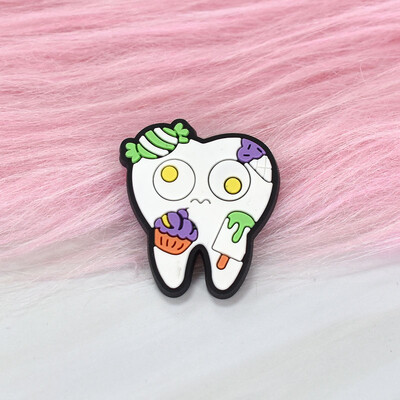 1Gb Smieklīga multfilma Mīlestības Zobu dizains PVC Emalja Piespraude Modes Personība Augļu Zobu Žetons Pin Mētelis Aksesuāri Rotaslietas