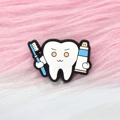 1Gb Smieklīga multfilma Mīlestības Zobu dizains PVC Emalja Piespraude Modes Personība Augļu Zobu Žetons Pin Mētelis Aksesuāri Rotaslietas