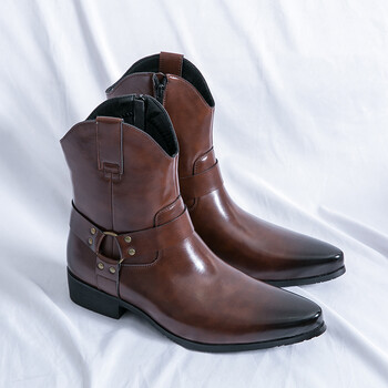 Φθινοπωρινή μόδα Western Horse Μπότες Long Boots Business Boots High Top Point Toe Boots Ανδρικά πολυτελή δερμάτινα μποτάκια στον αστράγαλο ταχυδρομείο