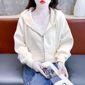 Proljeće Jesen Ženska odjeća Jednobojna vezica Zatvarač Lanterna s kapuljačom Dugi rukavi Džepovi Kardigan Majice s kapuljačom Sport Ležerne majice