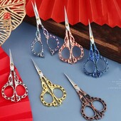 Vintage olló rozsdamentes acél európai virágmintás retro varrás kézimunka keresztszemes hímzés szabó olló