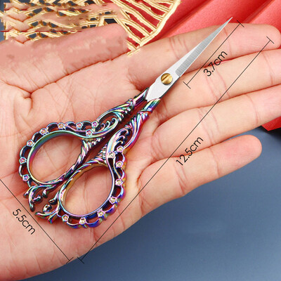 Vintage olló rozsdamentes acél európai virágmintás retro varrás kézimunka keresztszemes hímzés szabó olló