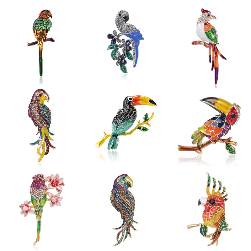 Slatki emajlirani broševi s papigama za žene, uniseks igle sa životinjama, višebojni dostupni, ležerni dodaci za zabave, darovi