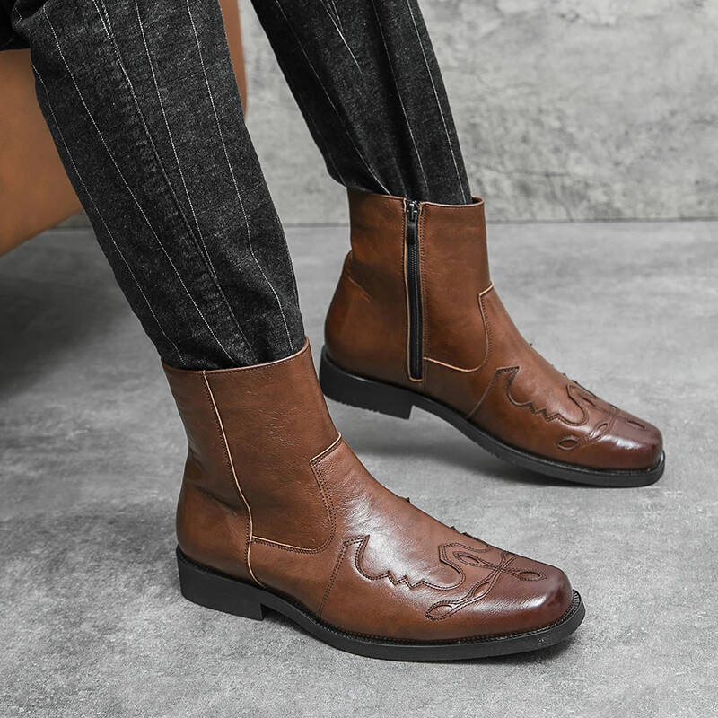 Western Cowboy Boots Ανδρικά Γνήσιο Δέρμα Ανδρικά Παπούτσια Chelsea Boots Ανδρικά Ανδρικά Μποτάκια Μάρτιν Ανδρικά παπούτσια εξωτερικού χώρου