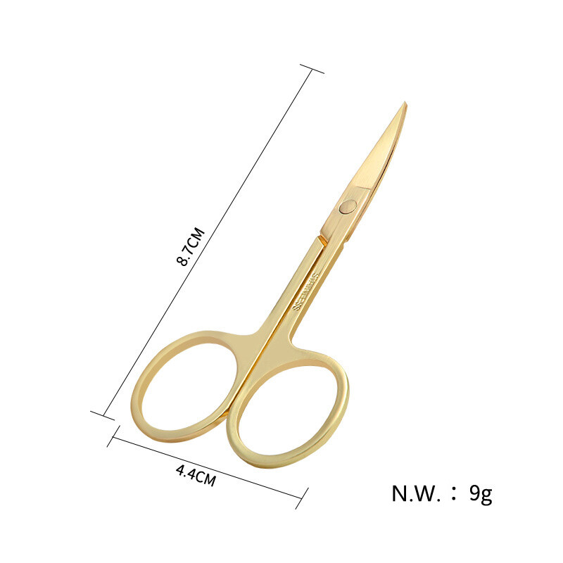 FUNMIX Trimer za obrve Mašina za šišanje dlaka u nosu Okrugla glava sa šiljatim laktom Visokokvalitetne škare za uljepšavanje od nehrđajućeg čelika Alat za šminkanje