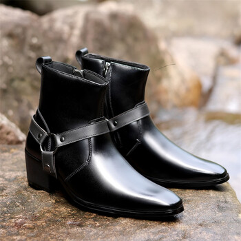 Άνδρας Chelsea Ankle Boots Casual Δερμάτινα Παπούτσια Western Cowboy Boots Μαύρα καφέ με φερμουάρ Νυφικό Γραφείο Παπούτσια Ανδρικές μπότες μοτοσυκλέτας