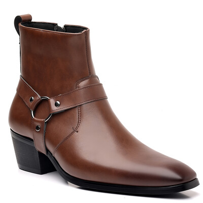 Άνδρας Chelsea Ankle Boots Casual Δερμάτινα Παπούτσια Western Cowboy Boots Μαύρα καφέ με φερμουάρ Νυφικό Γραφείο Παπούτσια Ανδρικές μπότες μοτοσυκλέτας