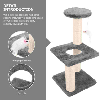 Πλαίσιο αναρρίχησης Cat Tree Integrated Scratcher Kitten Αξιολάτρευτο στύλος γρατσουνίσματος 40x20cm Ανθεκτικό στη φθορά κοντάρι ανοιχτό γκρι