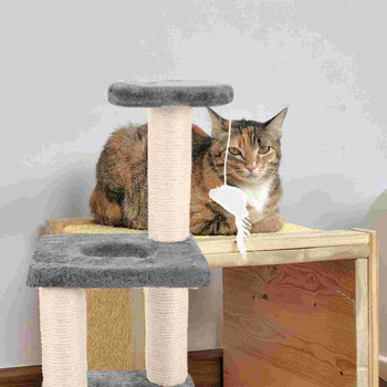 Πλαίσιο αναρρίχησης Cat Tree Integrated Scratcher Kitten Αξιολάτρευτο στύλος γρατσουνίσματος 40x20cm Ανθεκτικό στη φθορά κοντάρι ανοιχτό γκρι