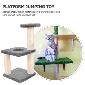 Πλαίσιο αναρρίχησης Cat Tree Integrated Scratcher Kitten Αξιολάτρευτο στύλος γρατσουνίσματος 40x20cm Ανθεκτικό στη φθορά κοντάρι ανοιχτό γκρι