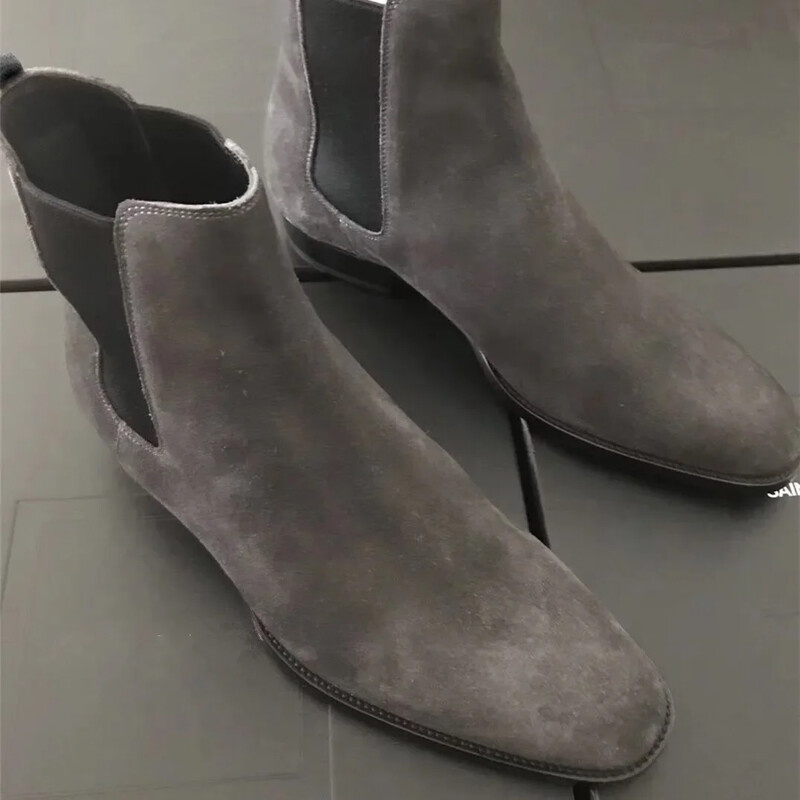 Whoholl Ολοκαίνουργιες ανδρικές μπότες Chelsea Business Flock Ανδρικές μπότες με στρογγυλά δάχτυλα ολισθηρές ανδρικές επίσημες μπότες μεγέθους 39-48 Ανδρικές μπότες 2024