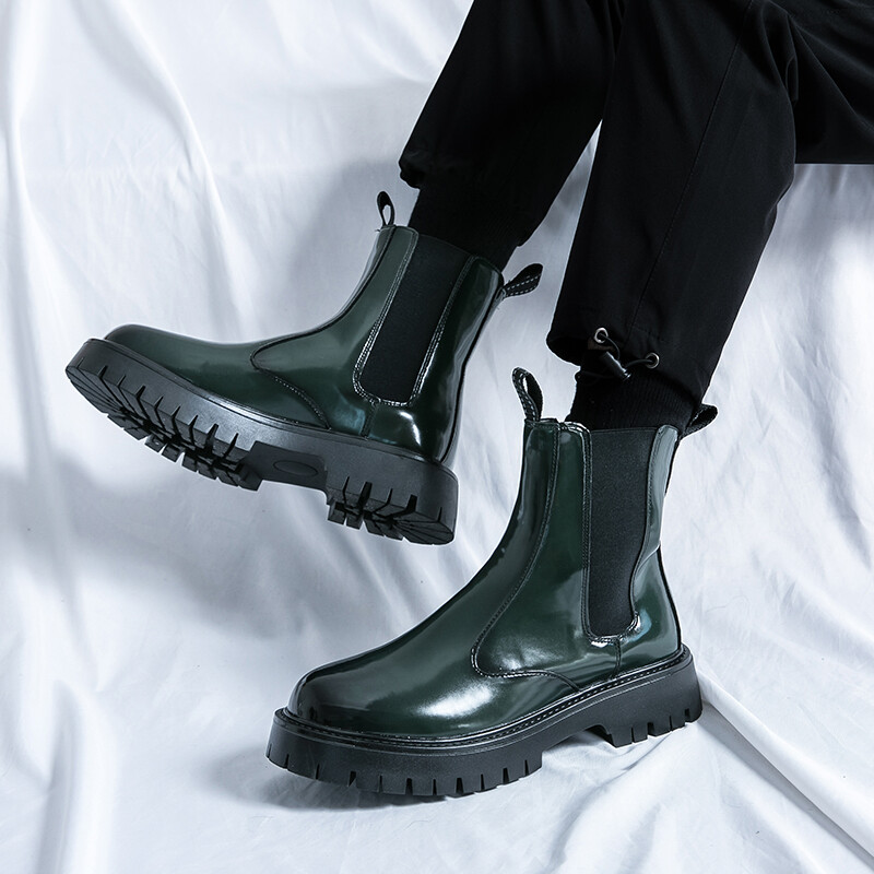 Κλασικές μπότες Chelsea ανδρικές μπότες PU με ελαστική ζώνη μονόχρωμες επαγγελματικές επαγγελματικές επίσημες ανδρικές μπότες