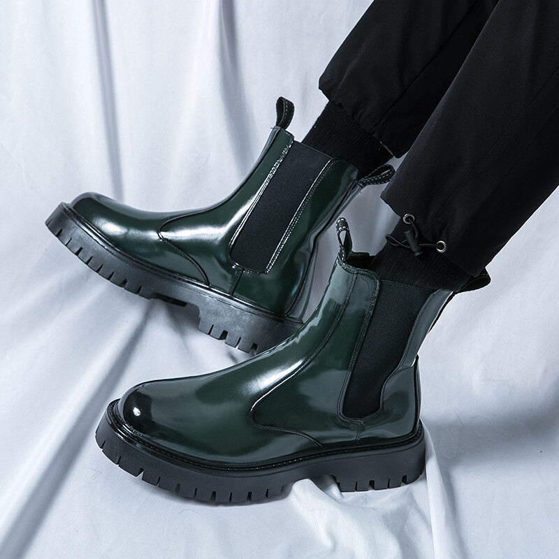 Κλασικές μπότες Chelsea ανδρικές μπότες PU με ελαστική ζώνη μονόχρωμες επαγγελματικές επαγγελματικές επίσημες ανδρικές μπότες