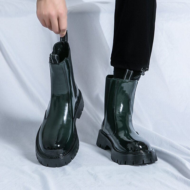 Κλασικές μπότες Chelsea ανδρικές μπότες PU με ελαστική ζώνη μονόχρωμες επαγγελματικές επαγγελματικές επίσημες ανδρικές μπότες