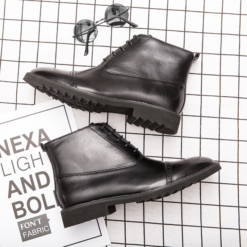 Chelsea zābaki vidēji šņorzābaki, augsti īsi zābaki vīriešiem grezni ādas puszābaki Modes biznesa zābaki Brogue garajiem zābakiem Jauns