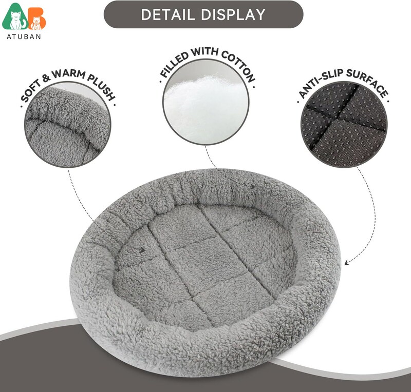 ATUBAN kaķu gulta iekštelpu kaķiem, apaļa kaķu gulta čokurošanās miegam Basic Pet Mat Mazgājama gulta maziem kaķu kucēniem Trusis, vidēja