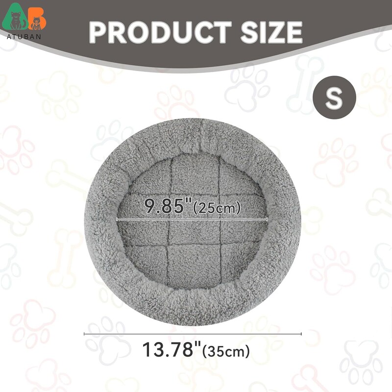 ATUBAN kaķu gulta iekštelpu kaķiem, apaļa kaķu gulta čokurošanās miegam Basic Pet Mat Mazgājama gulta maziem kaķu kucēniem Trusis, vidēja