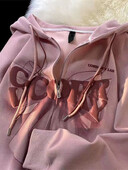 Deeptown Hip Hop Hanorace supradimensionate cu fermoar pentru femei Harajuku Grunge Imprimare grafică Hanorace subțiri pentru cupluri Topuri Paltoane Kpop Streetwear