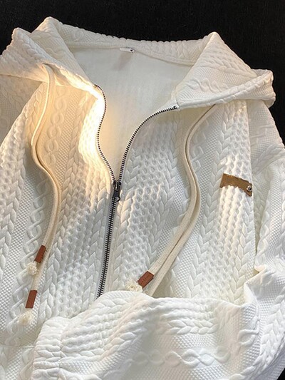 Proljetne majice s kapuljačom na patentni zatvarač Ženska ulična odjeća Kardigan dugih rukava Gornja tkanina Ženske slobodne majice s patentnim zatvaračem, starinski džep